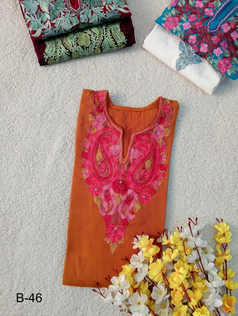 Haya Kashmiri Pheran Set - Rusty Orange