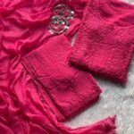 Ranjha Soft Rayon Cotton Mukaish Work Premium Quality Set - Rani Pink