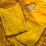 Ranjha Soft Rayon Cotton Mukaish Work Premium Quality Set - Yellow