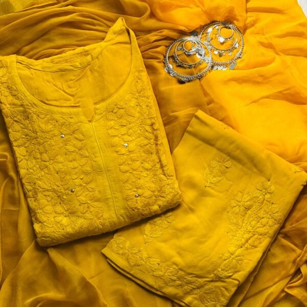 Ranjha Soft Rayon Cotton Mukaish Work Premium Quality Set - Yellow