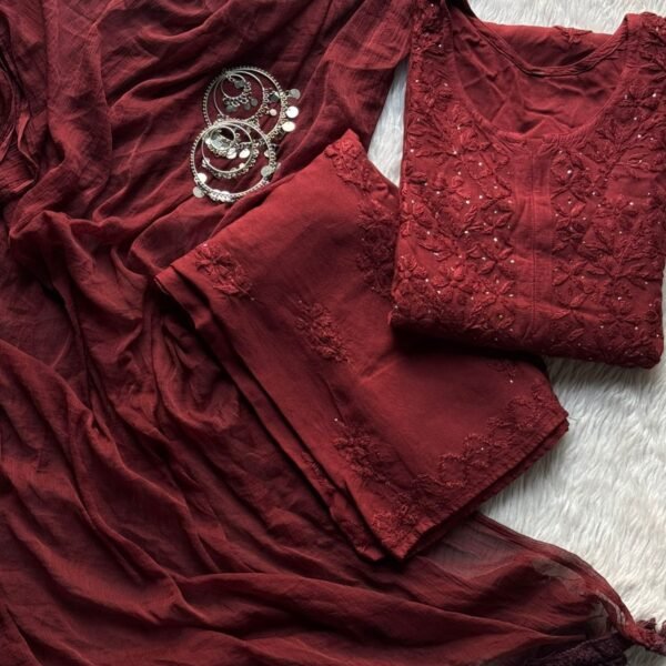 Ranjha Soft Rayon Cotton Mukaish Work Premium Quality Set - Brown