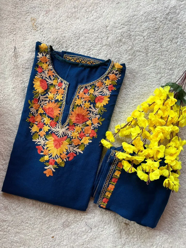 Aira Kashmiri Pheran Set - Dark Navy Blue