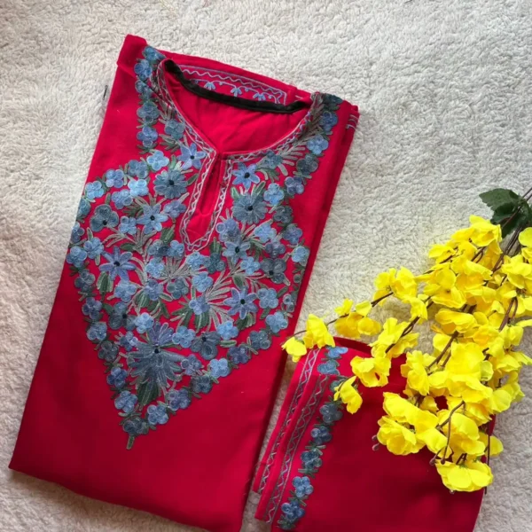 Aira Kashmiri Pheran Set - Carmine Red