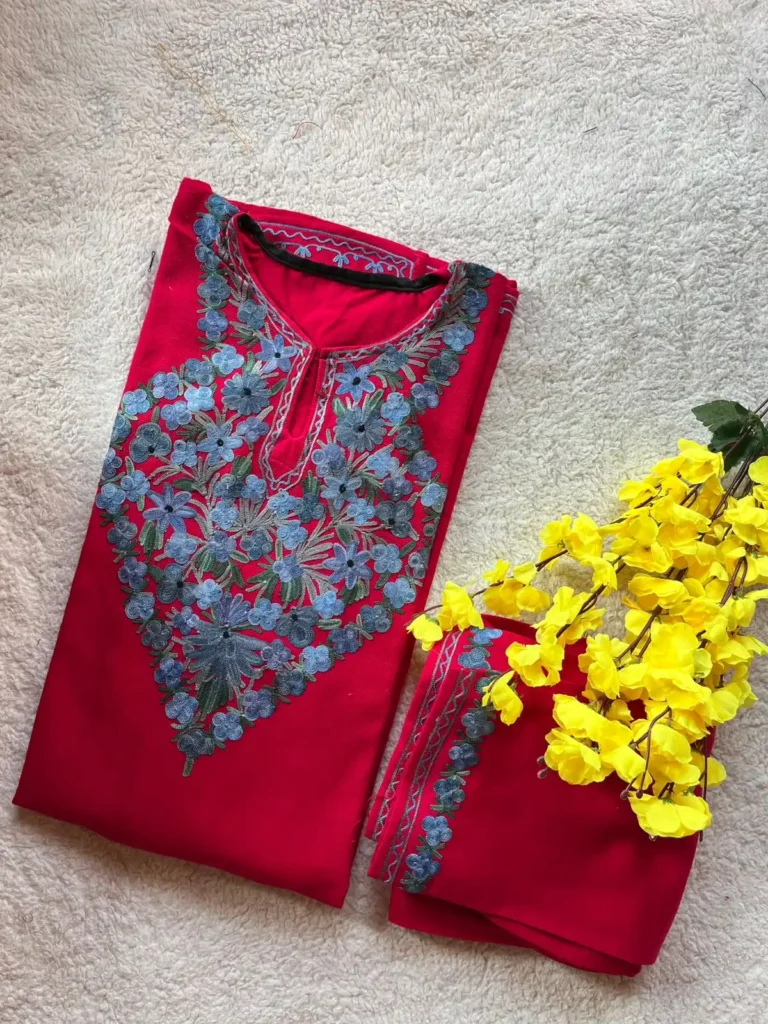 Aira Kashmiri Pheran Set - Carmine Red