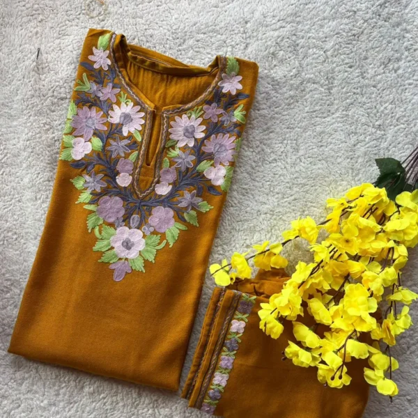 Aira Kashmiri Pheran Set - Dark Golden Brown