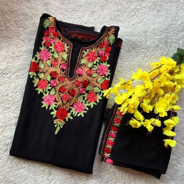 Aira Kashmiri Pheran Set - Charcoal Black