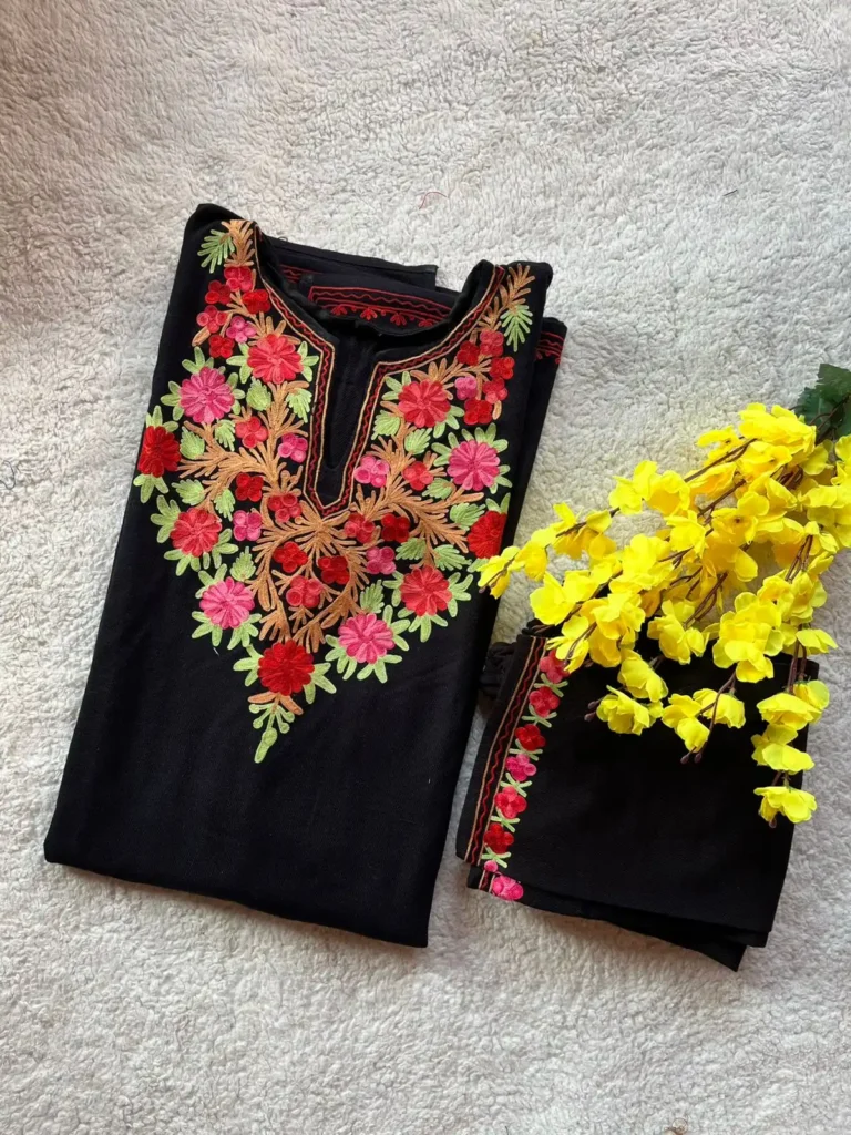 Aira Kashmiri Pheran Set - Charcoal Black