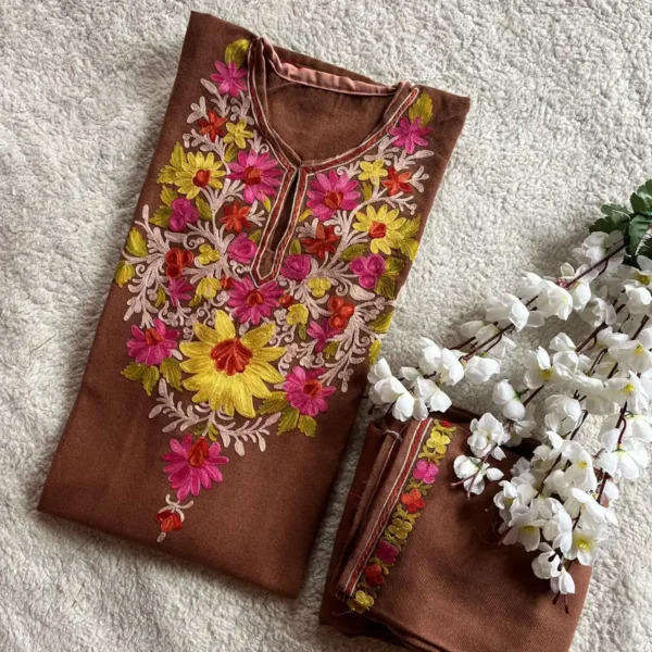 Aira Kashmiri Pheran Set - Chestnut Brown