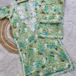 Nishra Pure Mul Cotton Chikankari Kurta Set - Green