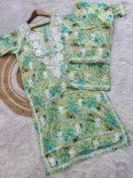 Nishra Pure Mul Cotton Chikankari Kurta Set - Green