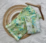 Nishra Pure Mul Cotton Chikankari Kurta Set - Green - Image 2