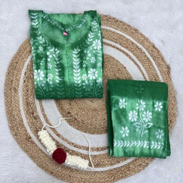 Rangeen Tye Die Dobby Naira Set - Green