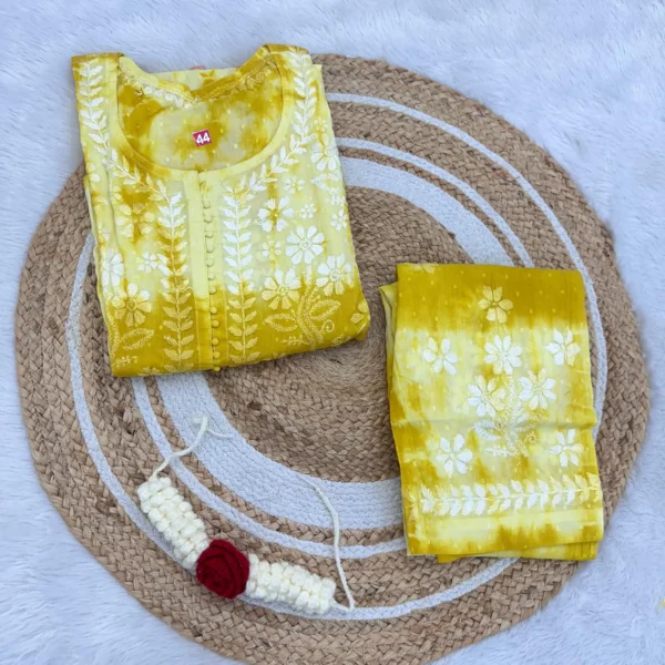 Rangeen Tye Die Dobby Naira Set - Yellow