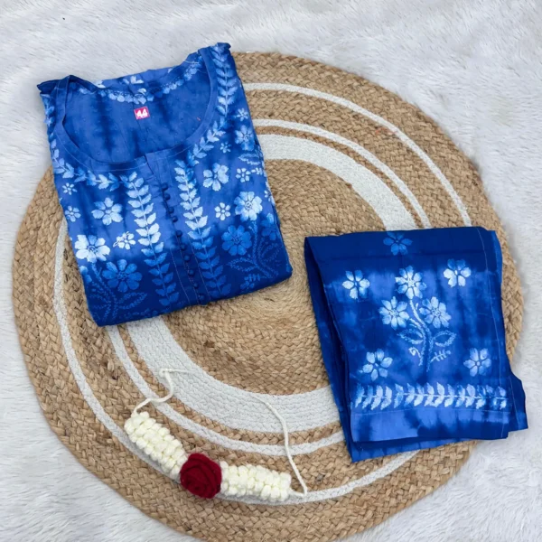 Rangeen Tye Die Dobby Naira Set - Blue