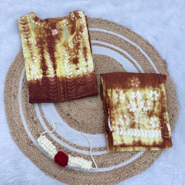 Rangeen Tye Die Dobby Naira Set - Brown