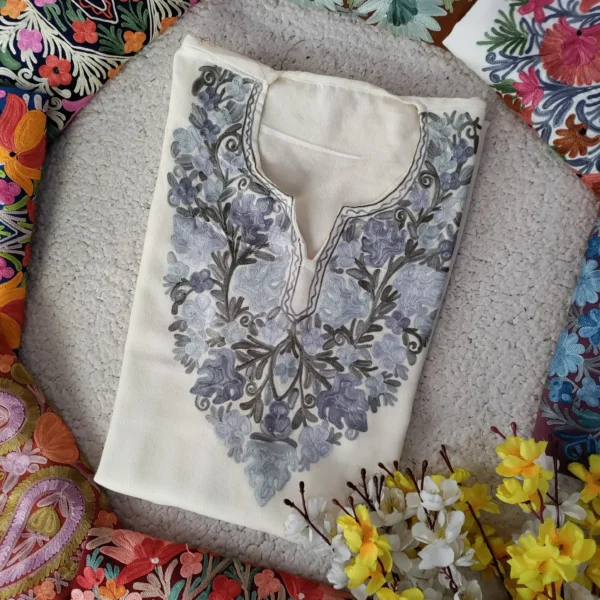 Surkh Kashmiri Pheran Kurti - White