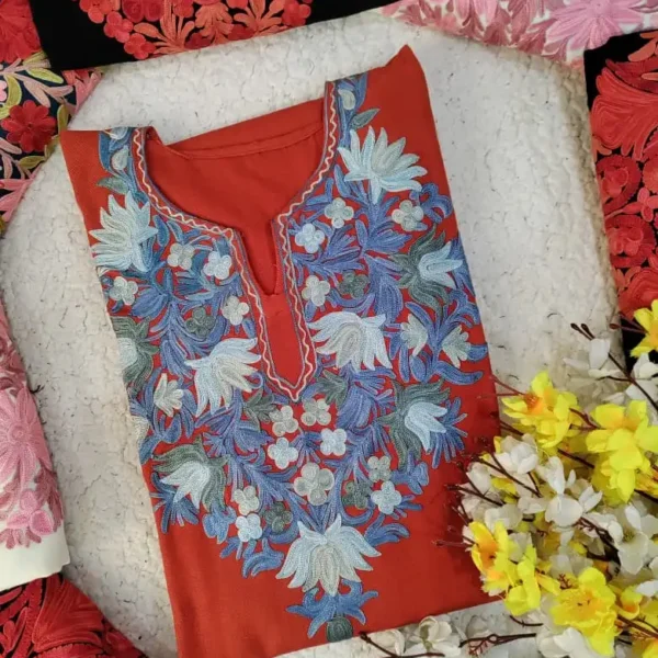 Surkh Kashmiri Pheran Kurti - Red