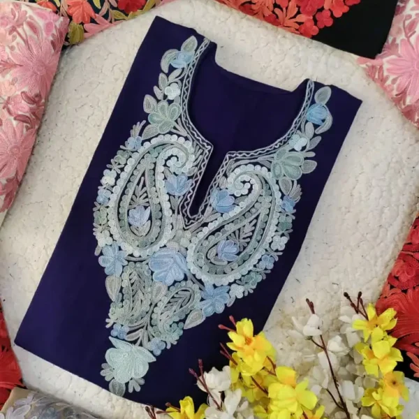 Surkh Kashmiri Pheran Kurti - Navy Blue