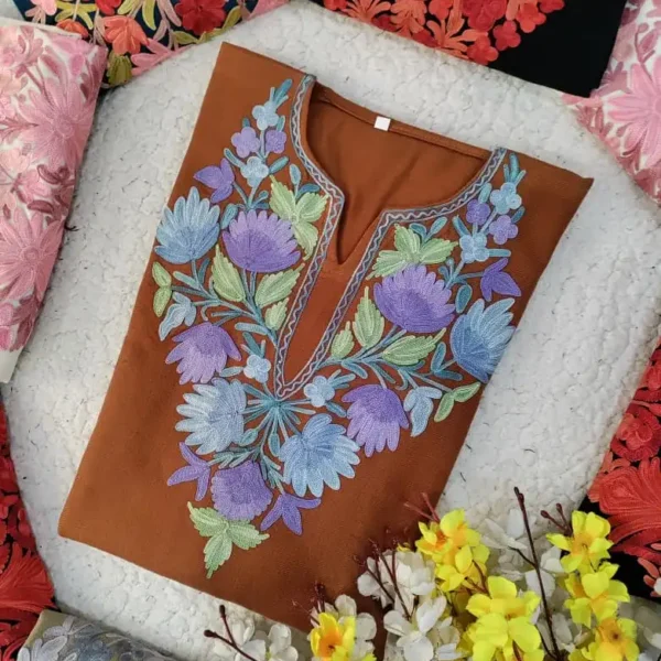 Surkh Kashmiri Pheran Kurti - Brown