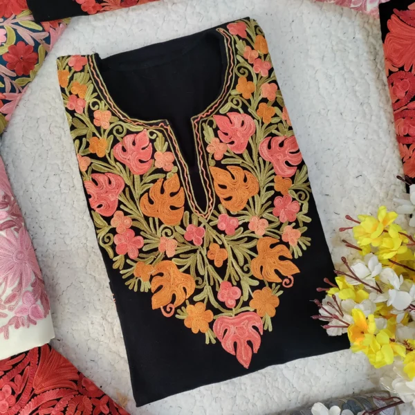 Surkh Kashmiri Pheran Kurti - Black