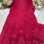 Aashi Pure Modal Chikankari Kurta Set - Deep Maroon