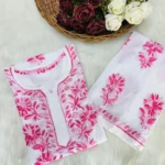 Manisha White Multithread Chikankari Kurta Set - Pink