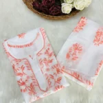 Manisha White Multithread Chikankari Kurta Set - Peach