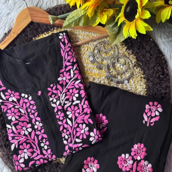 Hansa Pure Modal Heavy Hand Work Kurta Set - Pink