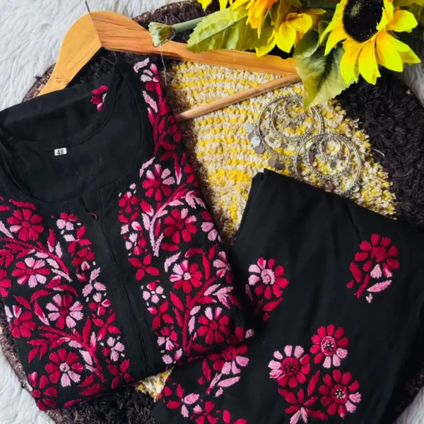 Hansa Pure Modal Heavy Hand Work Kurta Set - Reddish Pink