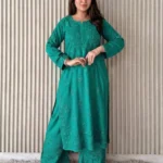 Shradha  Rayon Cotton Chikankari Kurta Set - Aesthetic Teal