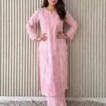 Shradha  Rayon Cotton Chikankari Kurta Set - Misty Pink