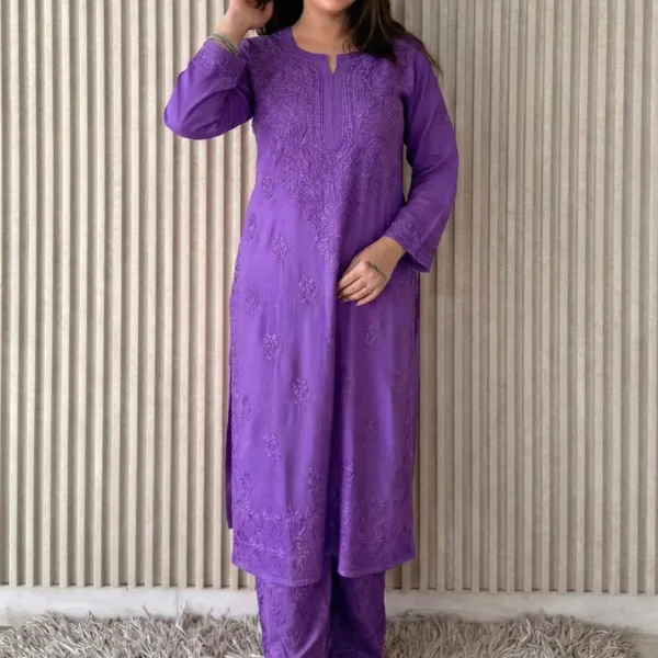 Shradha Rayon Cotton Chikankari Kurta Set