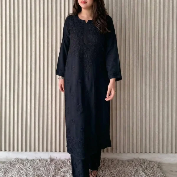 Shradha Rayon Cotton Chikankari Kurta Set